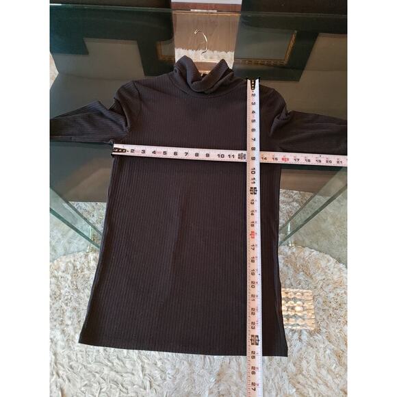 Madewell Top Blouse Women's Small Black Ribbed Long Sleeve Turtle Neck Pullover - Picture 7 of 10
